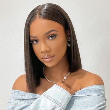 Straight Short Bob Human Hair Lace Front Wigs for Women Brazilian Prepluck Hair 13x4 Glueless Lace Frontal Wig 4x4 Closure Wigs