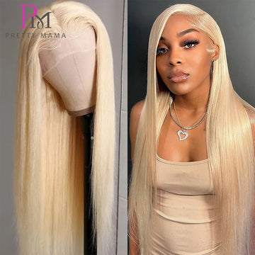 13x4 Human Hair Lace Frontal Wigs Straight 613 Blonde Colored Human Hair Wig Brazilian Remy Closure Wigs For Women 30 32 34 Inch
