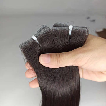 ZURIA 20PCS PU Skin Tape In Human Hair Extensions 100% Pure Natural Straight 16/20/24Inch Adhesive Invisible Wig Bundl For Woman